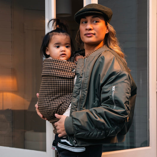 Marsupio porta-bebè - Pied de poule marrone